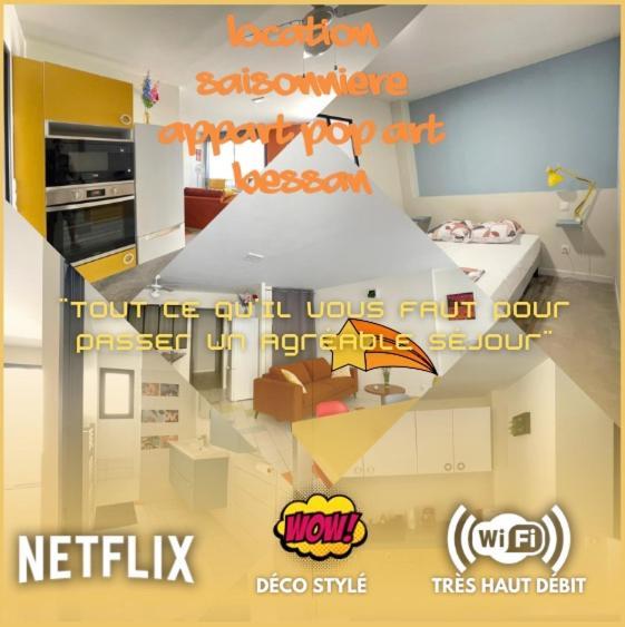 Appart Pop-Art Proche Autoroute, Plages Et Attractions, Wifi - Tv, Deco Stylee, Calme Bessan Kültér fotó